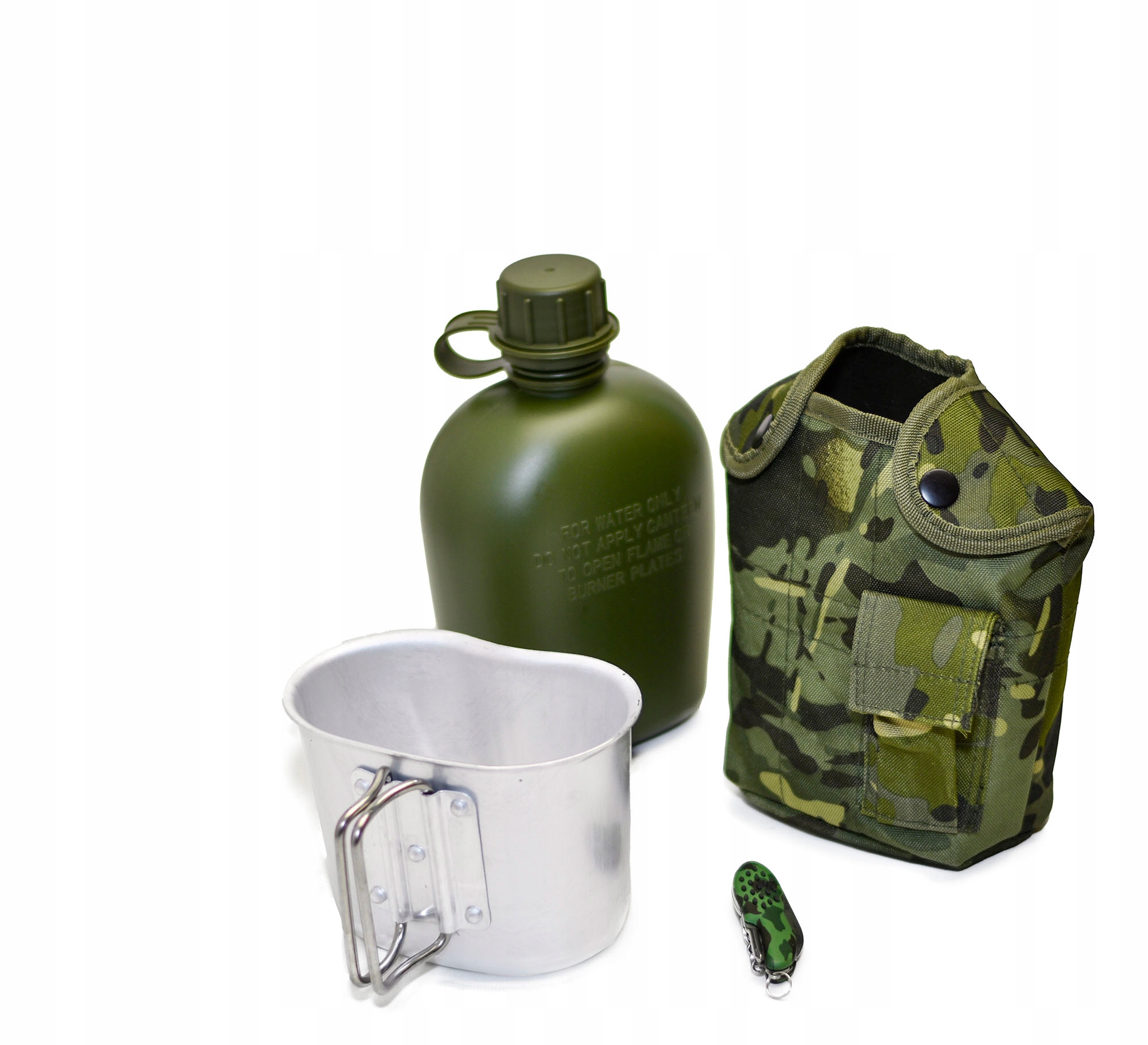 Sada Vojenská Menážka Lahev Na Pití 1 L S Pouzdro Nůž Pouzdro Maskáčový Army