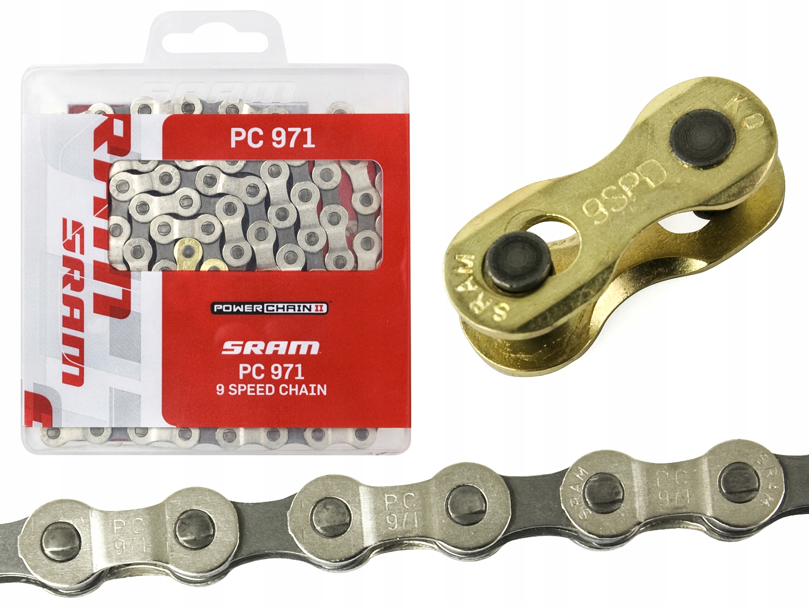 

Łańcuch Sram Pc 971, 9-rz. srebrno szary, spinka