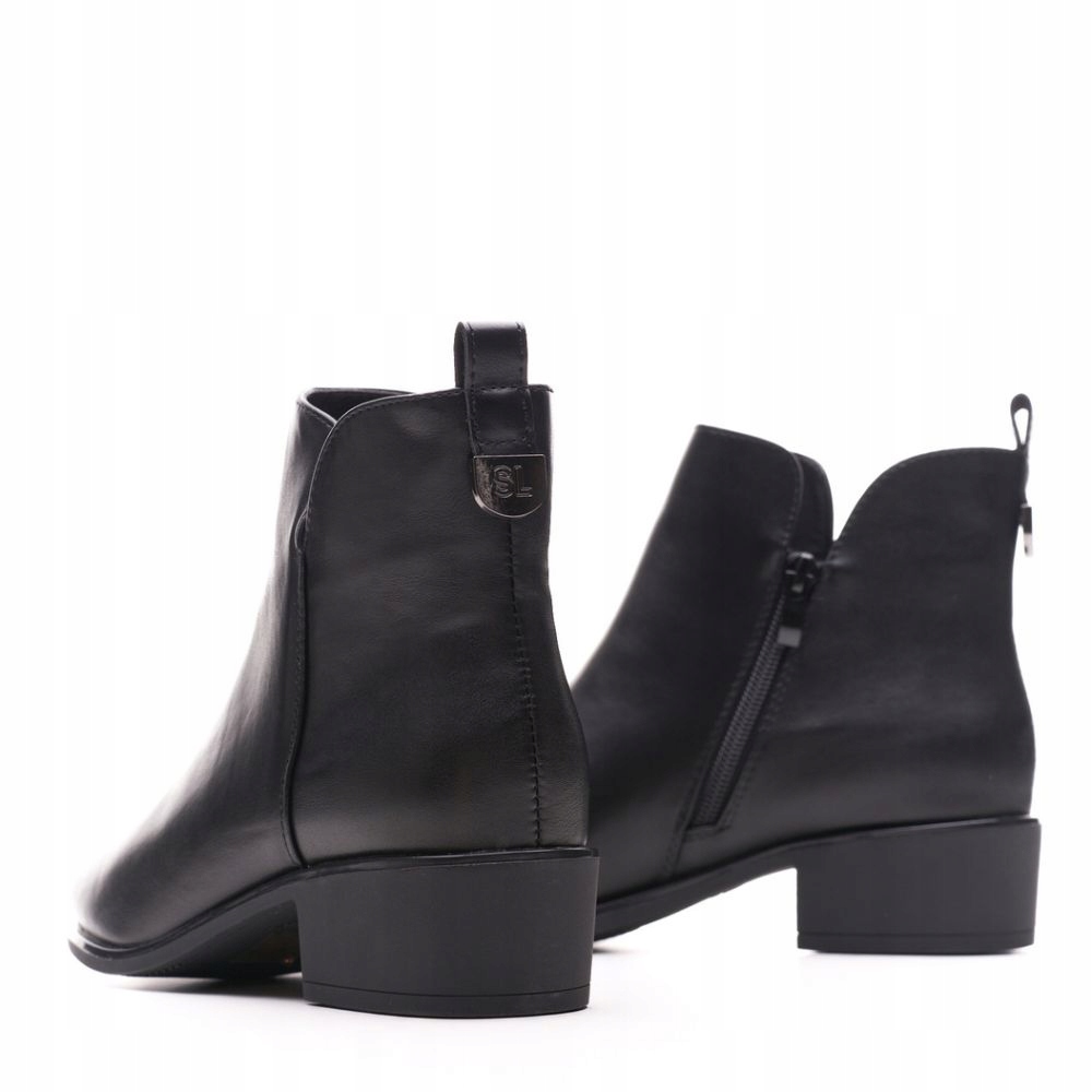 CZARNE BOTKI Z WYCIĘCIAMI OCIEPLANE EKO SKÓRA SERGIO LEONE 38 Rozmiar 38