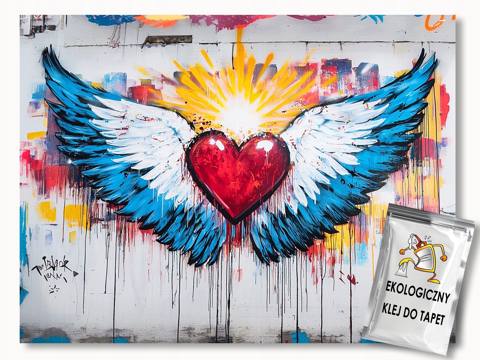 Fototapeta Flizelina Graffiti Streetart Urban Srdce Křídla 312x219 130g