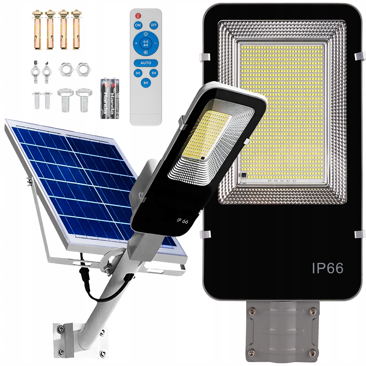 Solárna Led Pouličná Lampa 1500 W, Snímač Súmraku, Výkonná Záhradná Lampa
