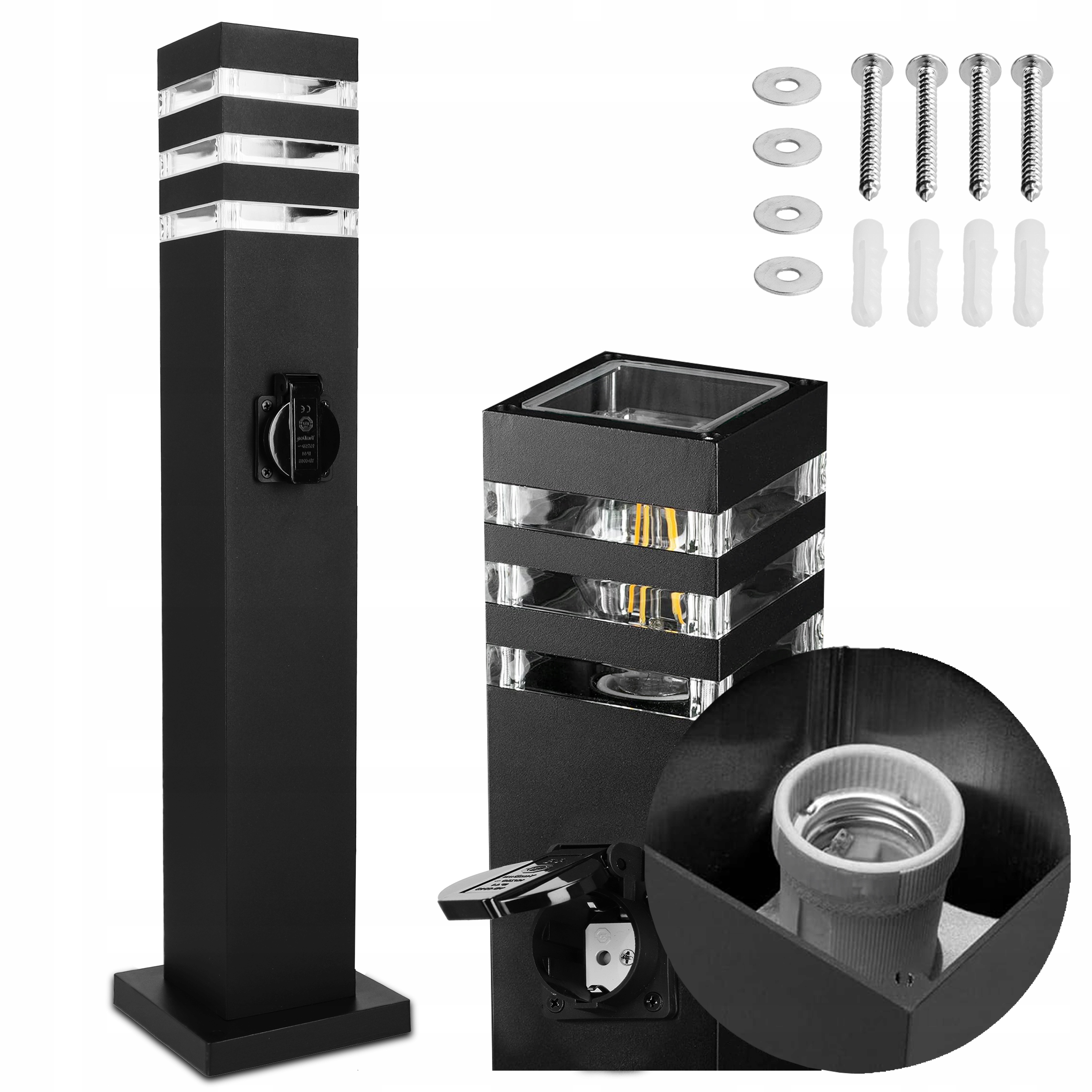 Lampa Led Ogrodowa Zewnętrzna Stojąca Słupek 1X Gniazdo 230V E27 IP44 80cm