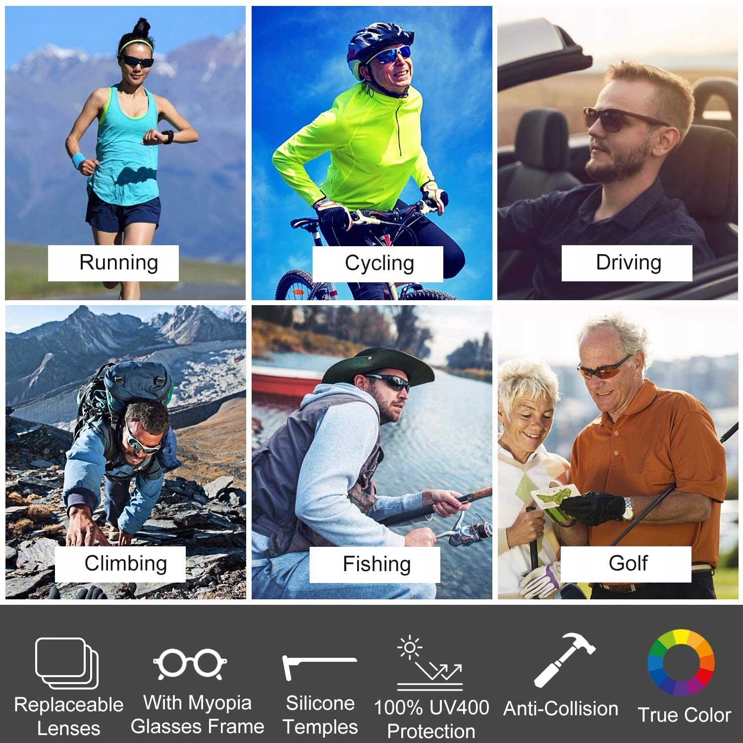 OKULARY ROWEROWE POLARYZACYJNE 5 SZKIEŁ ROWER NART Model RED