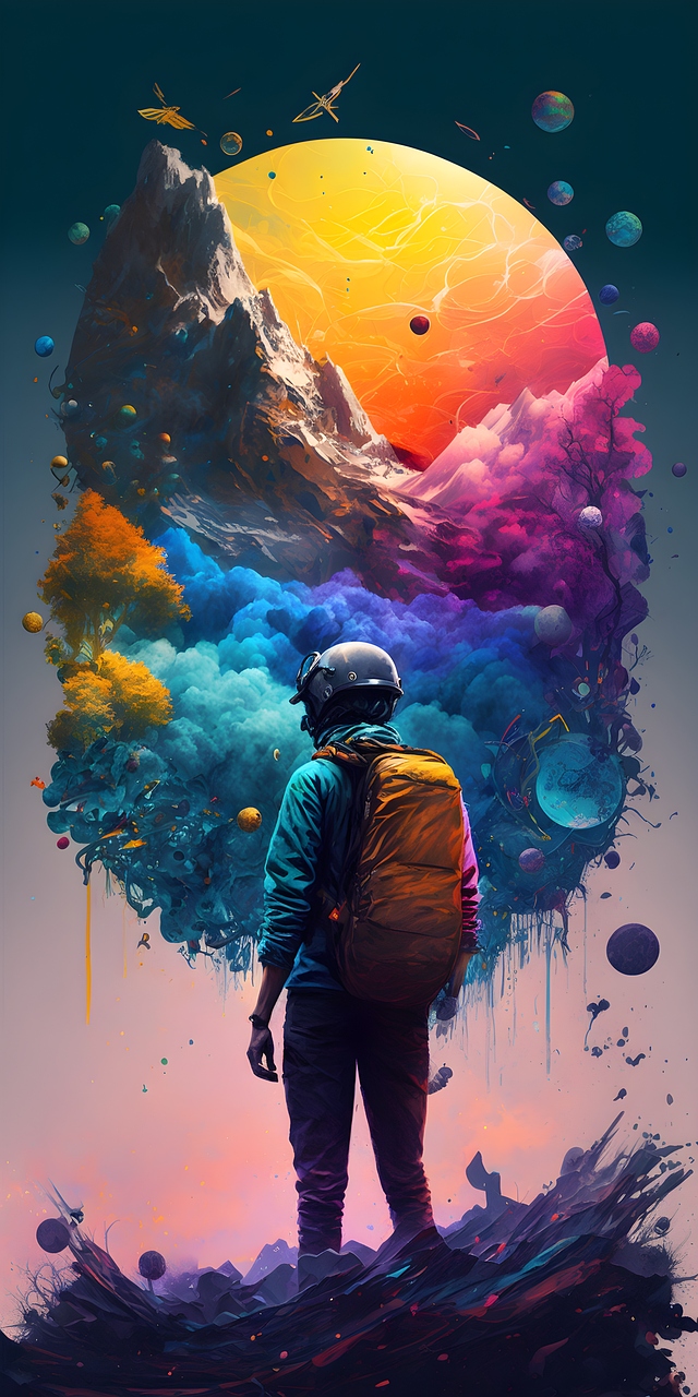 Diamantová výšivka Cestování časem Abstrakce Cestovatel Planeta Velká 40x80 cm