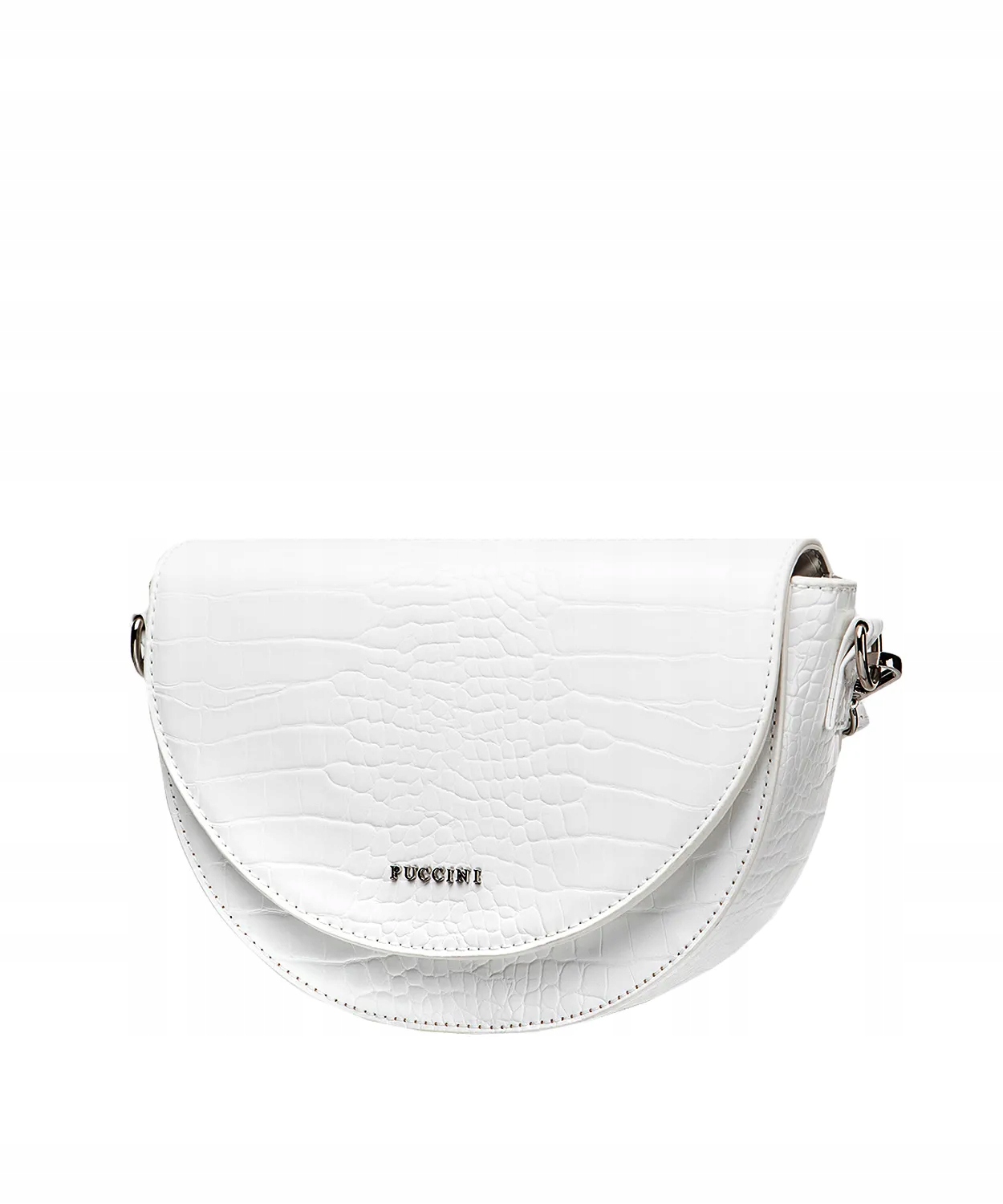 Torebka Damska Listonoszka Na Ramię Półksiężyc Mała Puccini Biała BML033M-0
