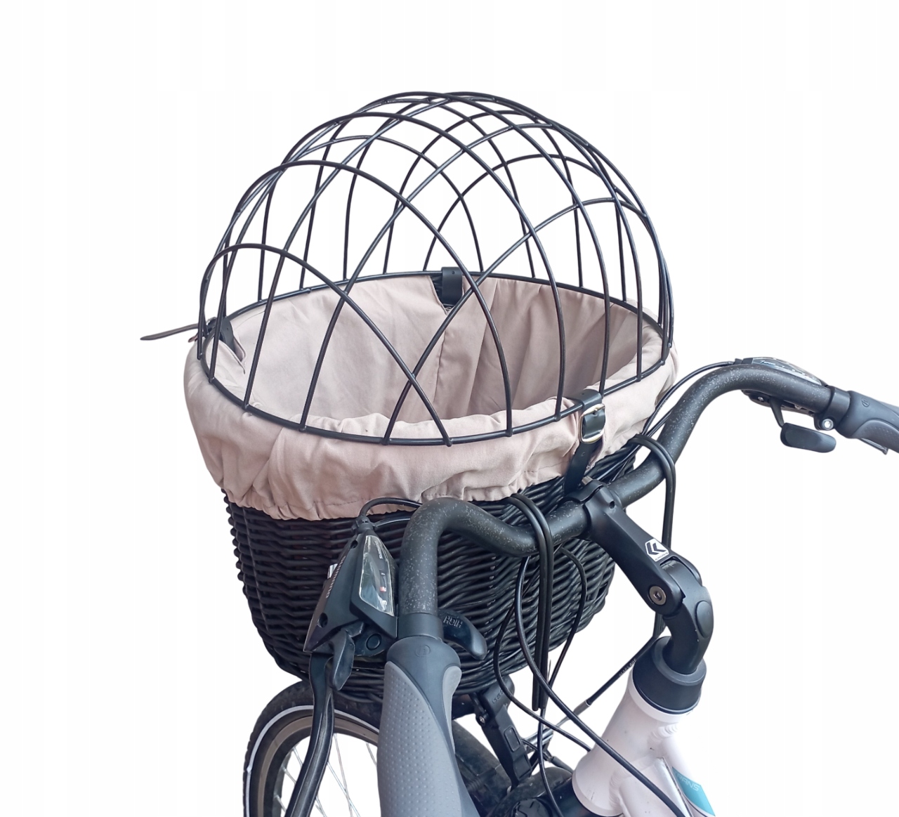 Kosz wiklinowy na rower dla Psa do 10kg Transporter wkład i poduszka
