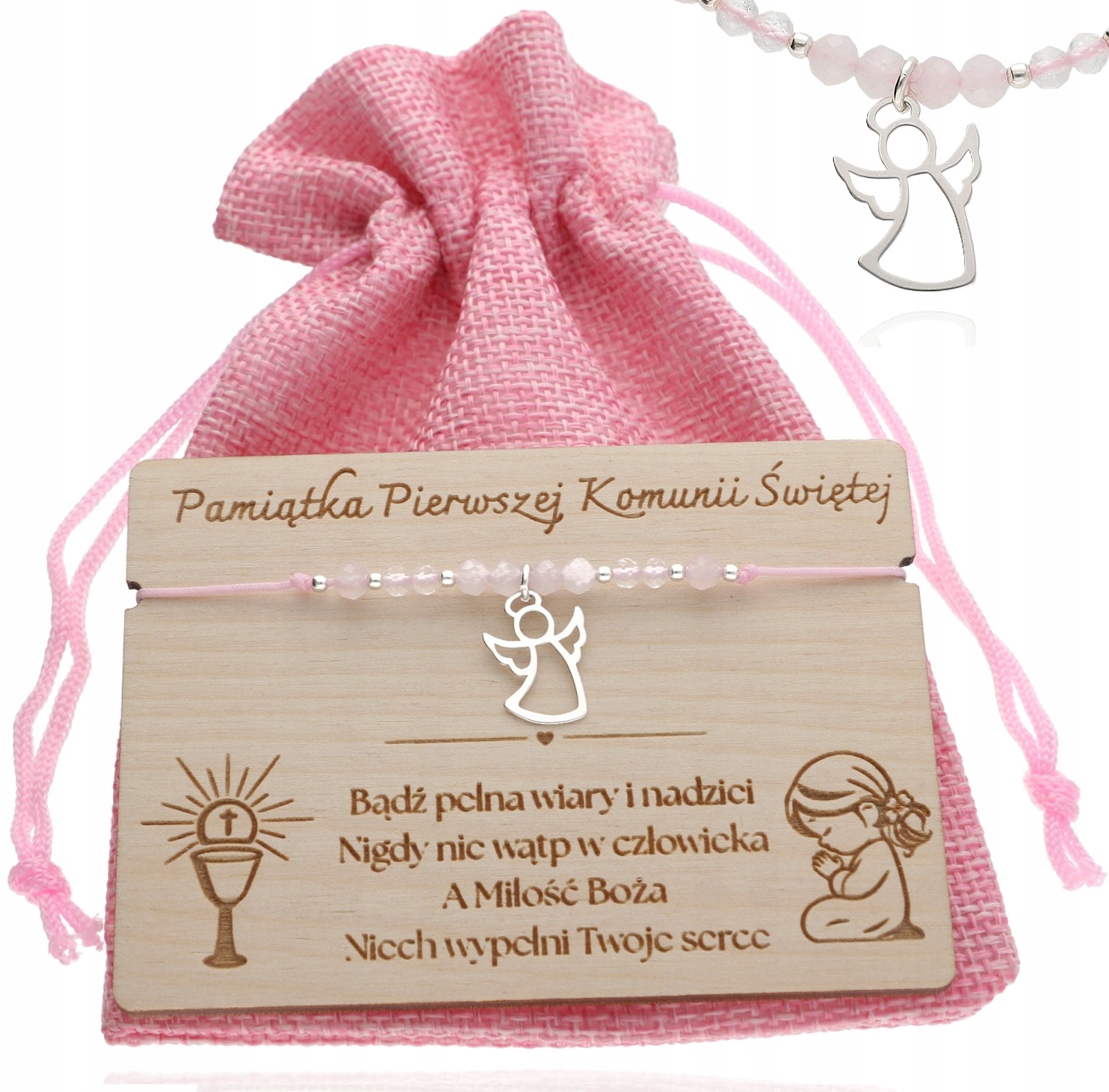 Vzpomínka na první svaté přijímání Stříbrný náramek Anděl Kameny