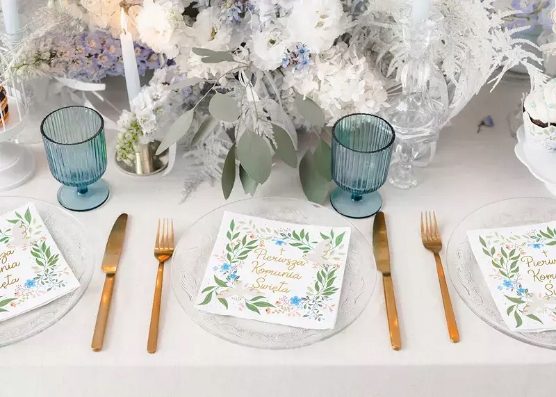 Serwetki - Pierwsza Komunia Święta - 33cm - 20 szt Kolor biały