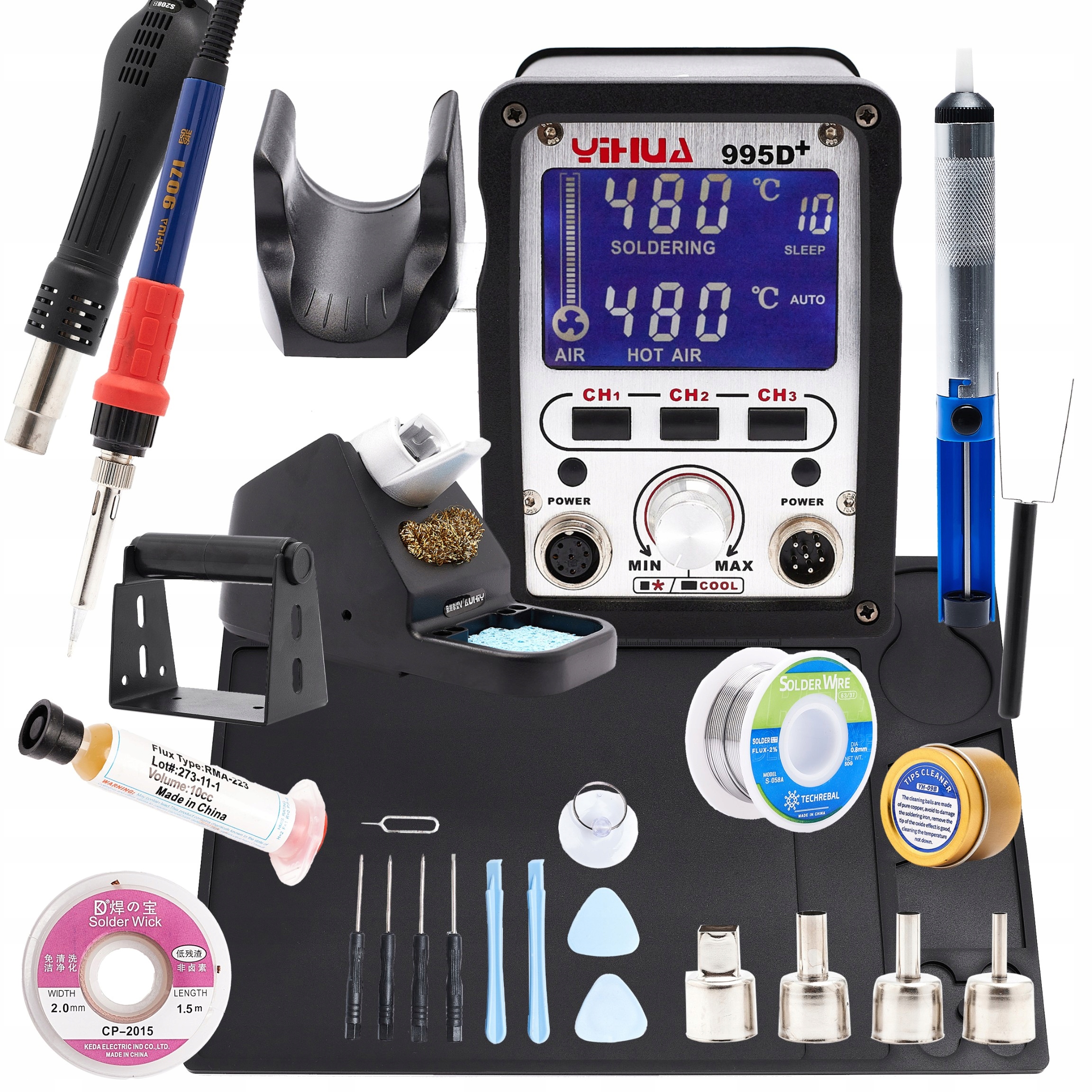 Pájecí Stanice 2V1 Pájecí Pero Hot Air 750W Yihua 995D+ Sada