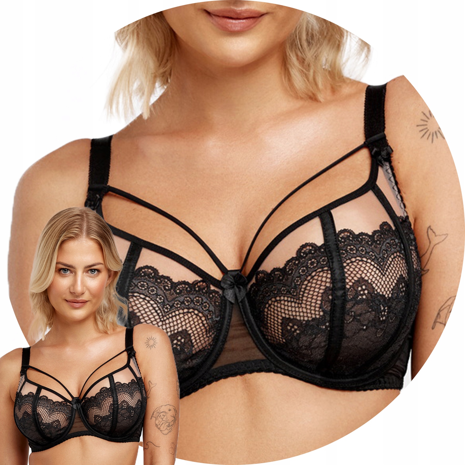 Azal Otylia Biustonosz Miękki koronka czarny 80E