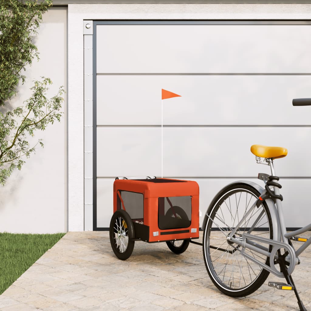 Fionshop 262849548 Vozík za kolo pro psa oranžový a černý oxfordská tkani