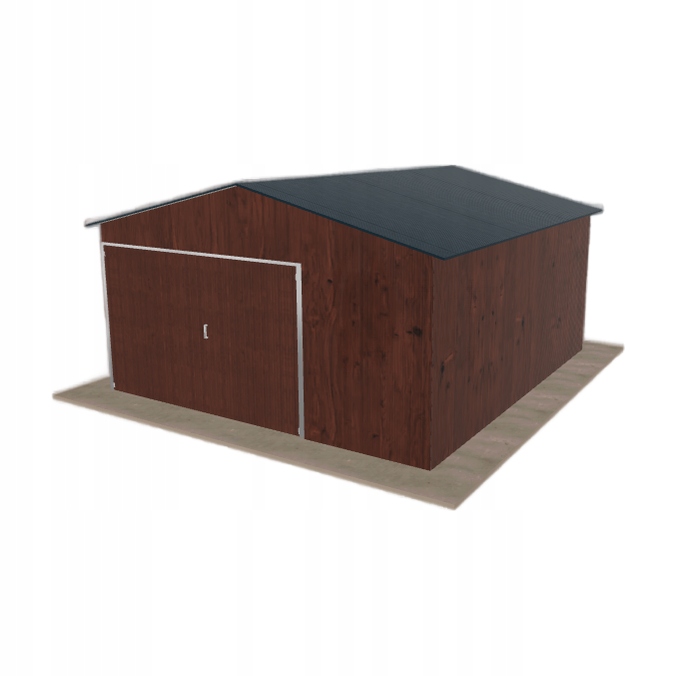 Plechová garáž 4.5 x 5 m jednopolohová, dvouspádová Tmavý ořech