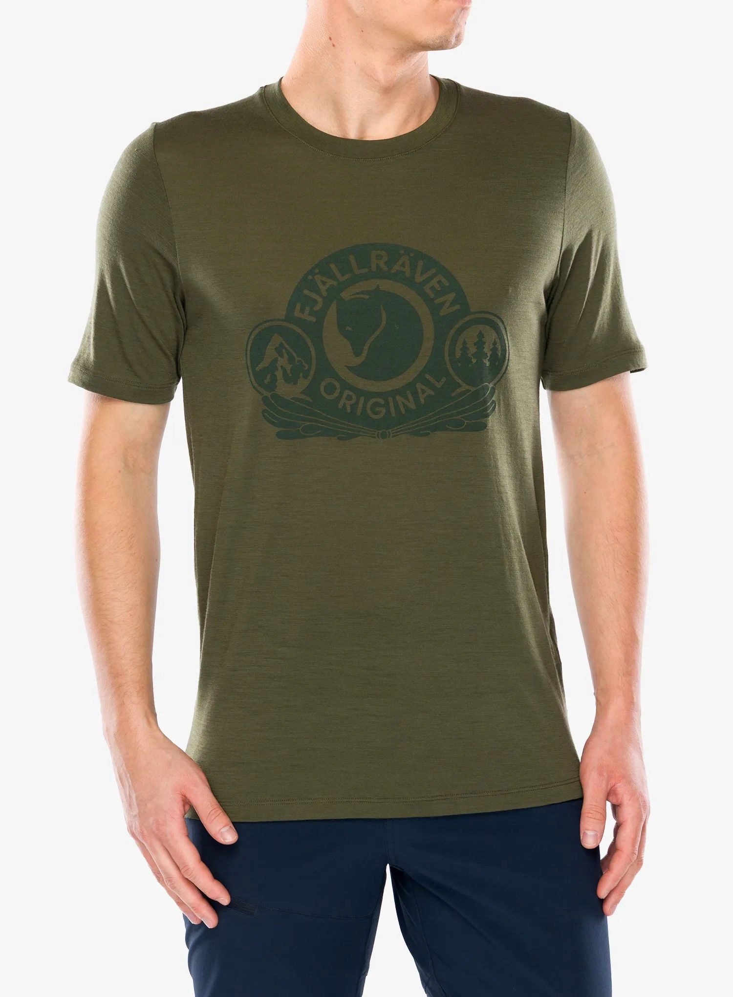 Tričko s potiskem Fjallraven Abisko Wool Classic Ss laurel green XL