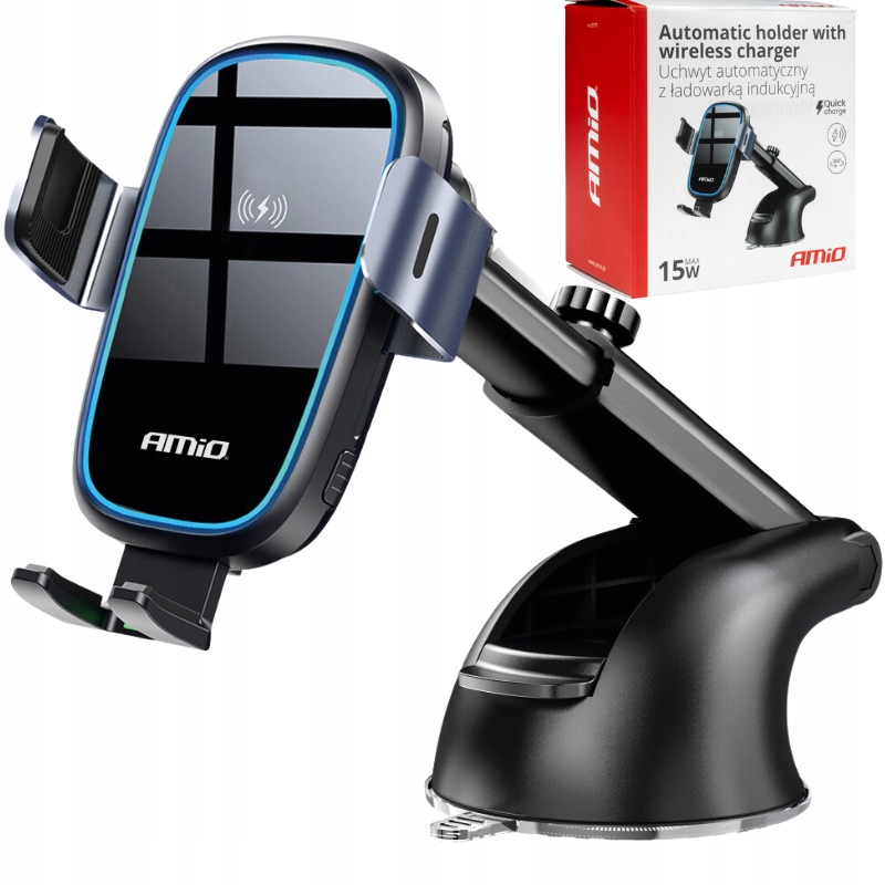 UCHWYT NA TELEFON ŁADOWARKA SAMOCHODOWA INDUKCYJNA QC 15W NA SZYBĘ KOKPIT