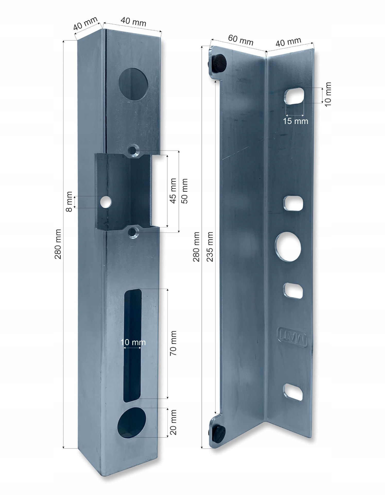 KASETA OBUDOWA ELEKTROZACZEPU DO FURTKI OCYNK 280mm Kolor ocynk