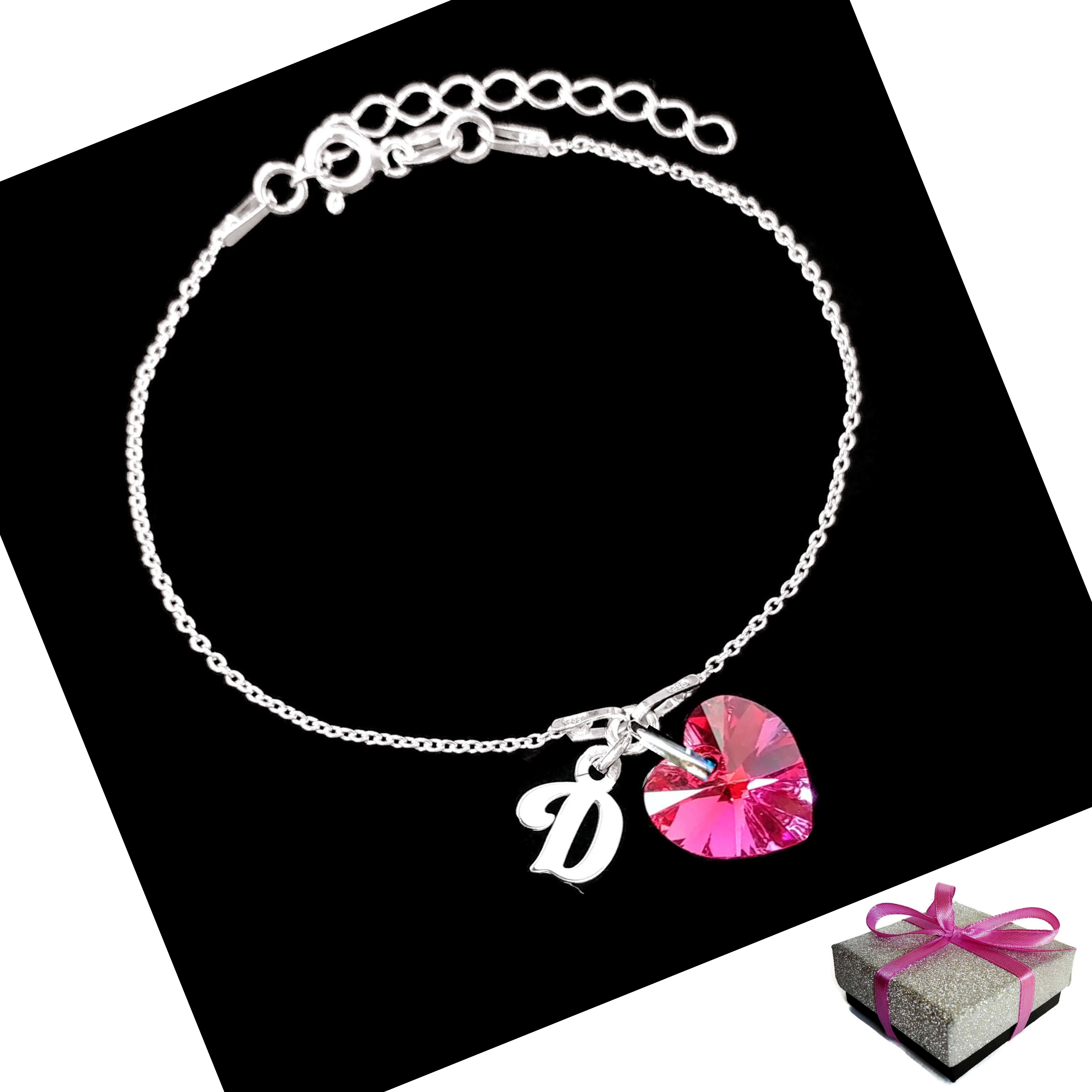 

Bransoletka Litera D Serce Swarovski Srebro 925