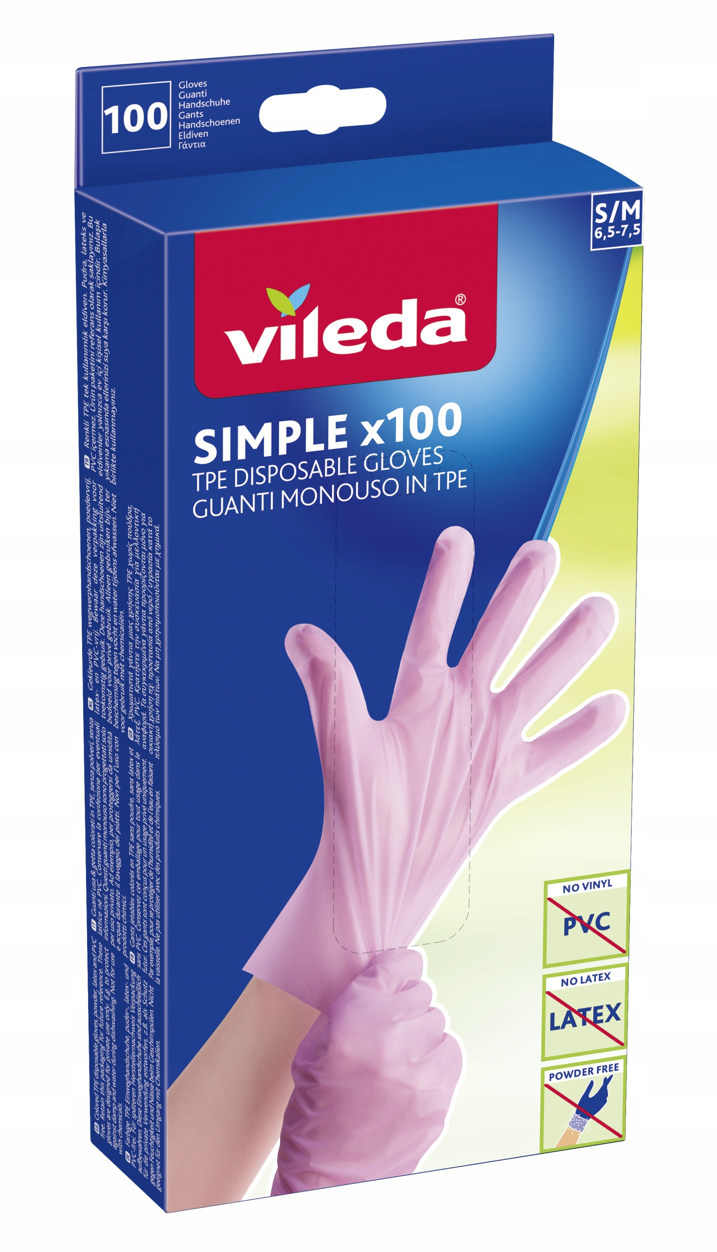 

Rękawice Vileda Simple Jednorazowe S/m 100szt.