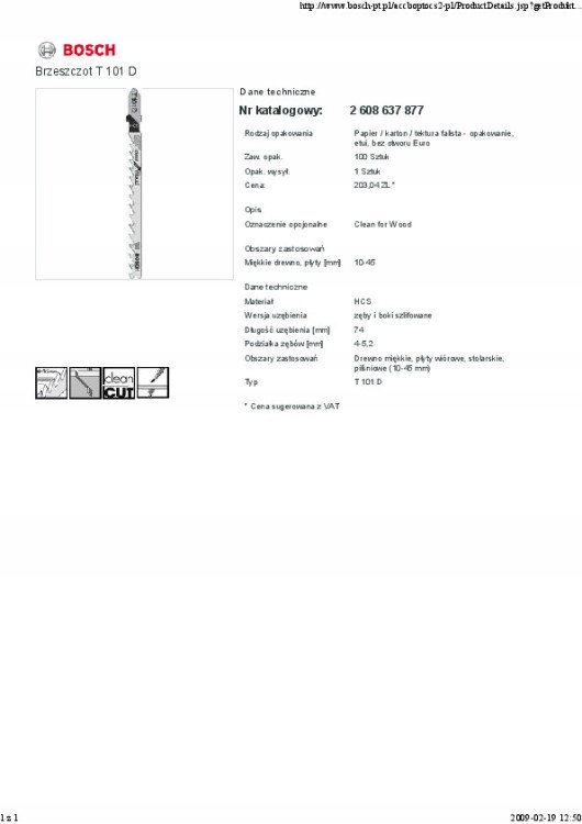 BRZESZCZOT DO WYRZYNARKI T101D 100SZT. Marka Bosch