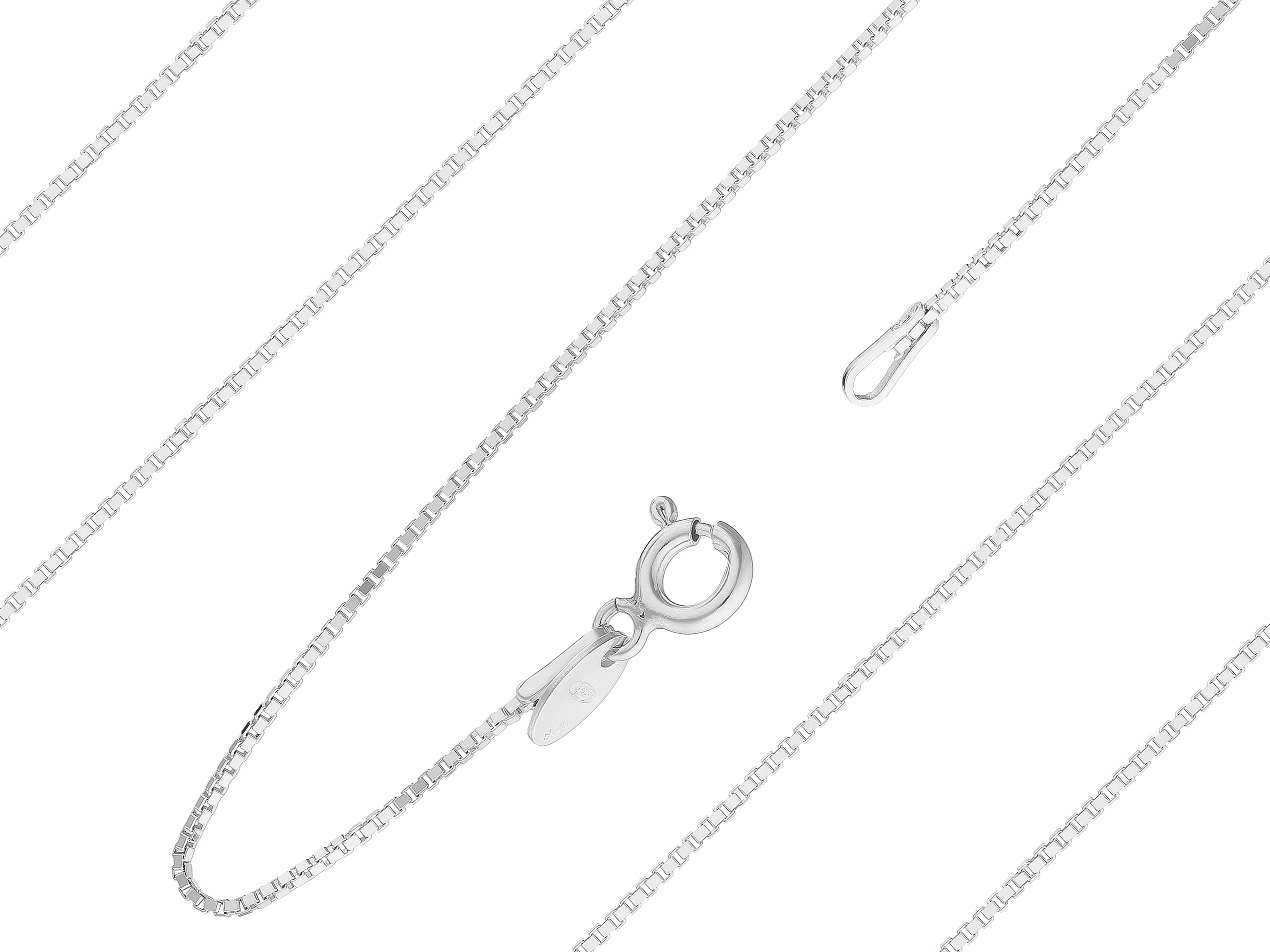 Dlouhý Stříbrný Tenký Klasický Dámský Řetízek Kostka 0,9mm Benátský Vzor 60 cm