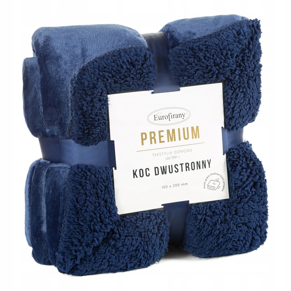 Deka přehoz Tedy 200x220 Eurofirany modrá, měkká buklá teplý fleece