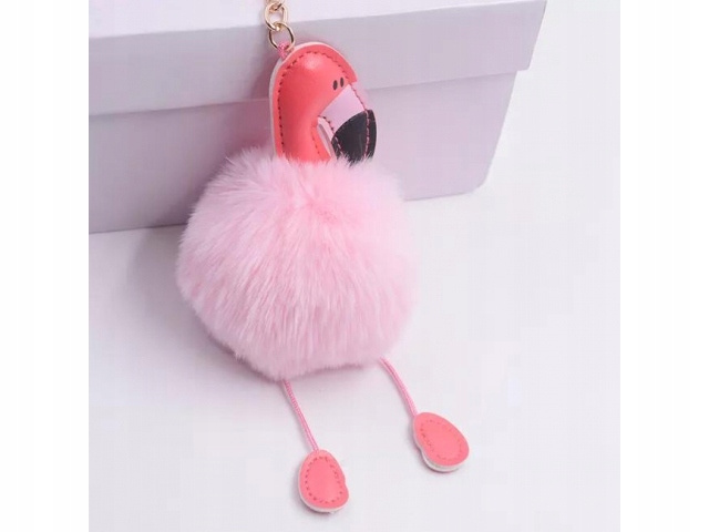 BRELOK FLAMING ZAWIESZKA POMPON FUTERKO KEYCHAIN
