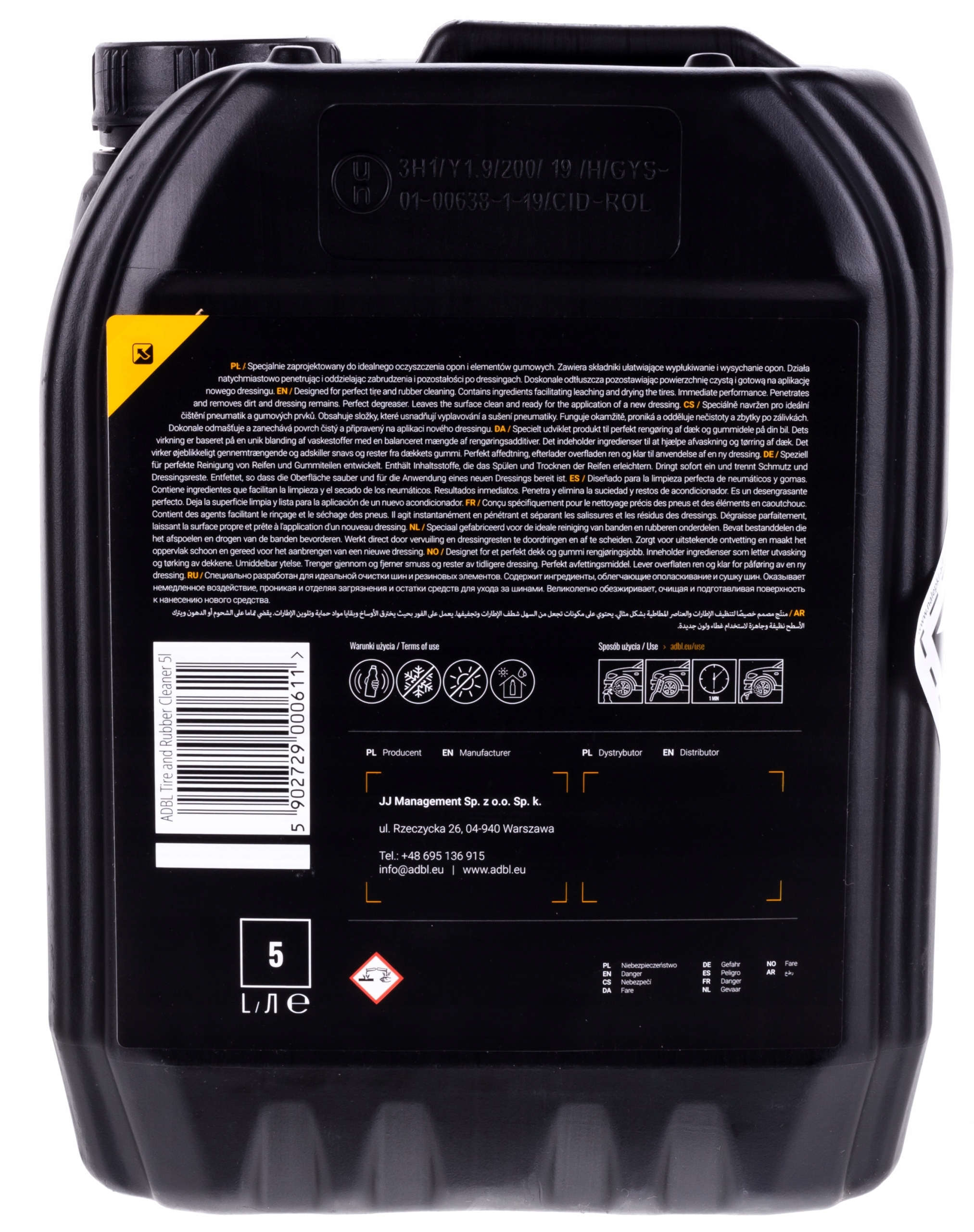 ADBL TIRE AND RUBBER CLEANER PŁYN DO OPON - 5L Stan opakowania oryginalne