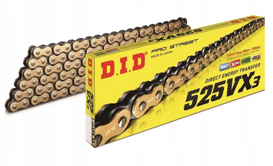 

Łańcuch DID 525VX3-110 Złoty CB600 Hornet 97-04
