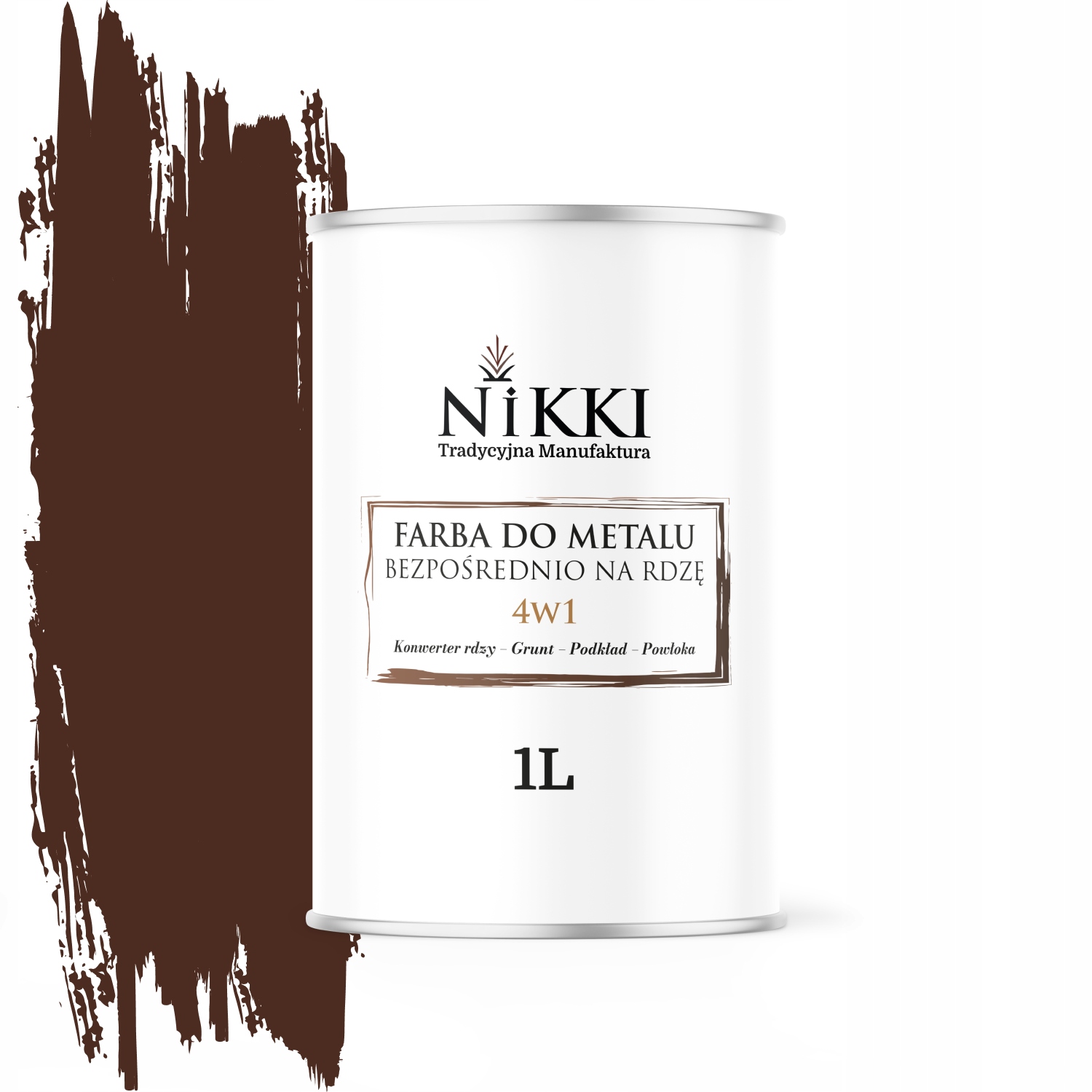 Farba Antykorozyjna do Metalu Wydajna 4w1 1L Brązowy Ciepły RAL8016 Satyna