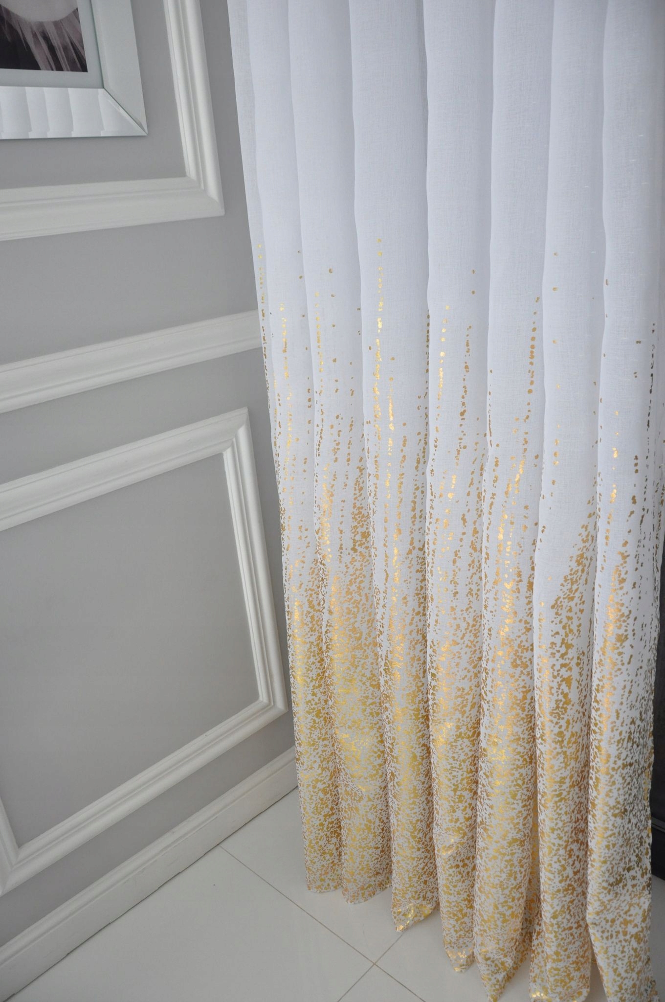 

Firana 140x250 Glam biały złoty przelotki
