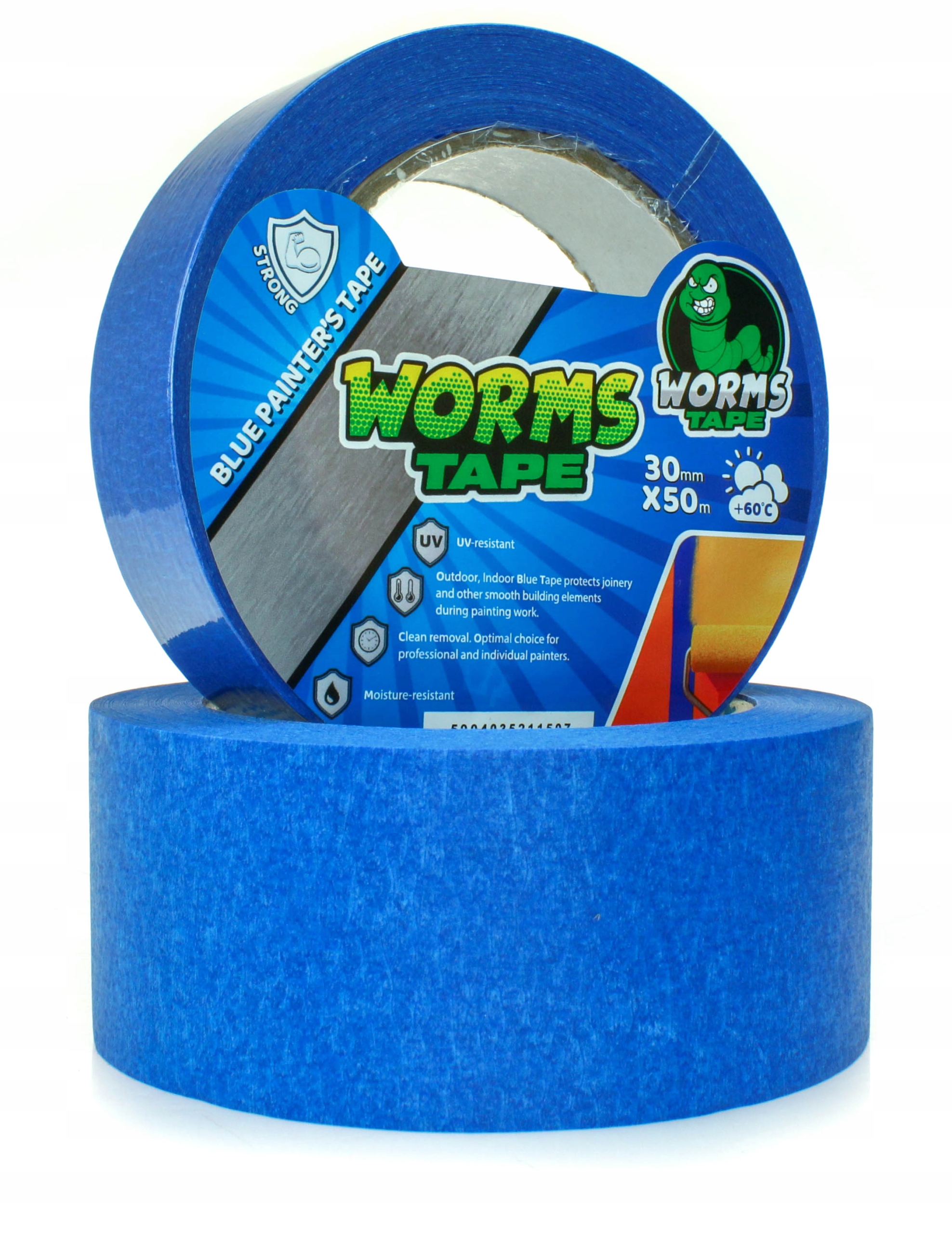 WORMS TAPE TAŚMA MALARSKA NIEBIESKA 30mm 50m 40szt Szerokość 30 mm