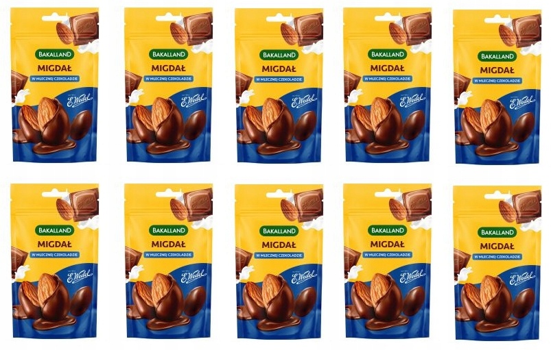 Levně 10 x 75 g Bakalland Mandle v mléčné čokoládě Karton