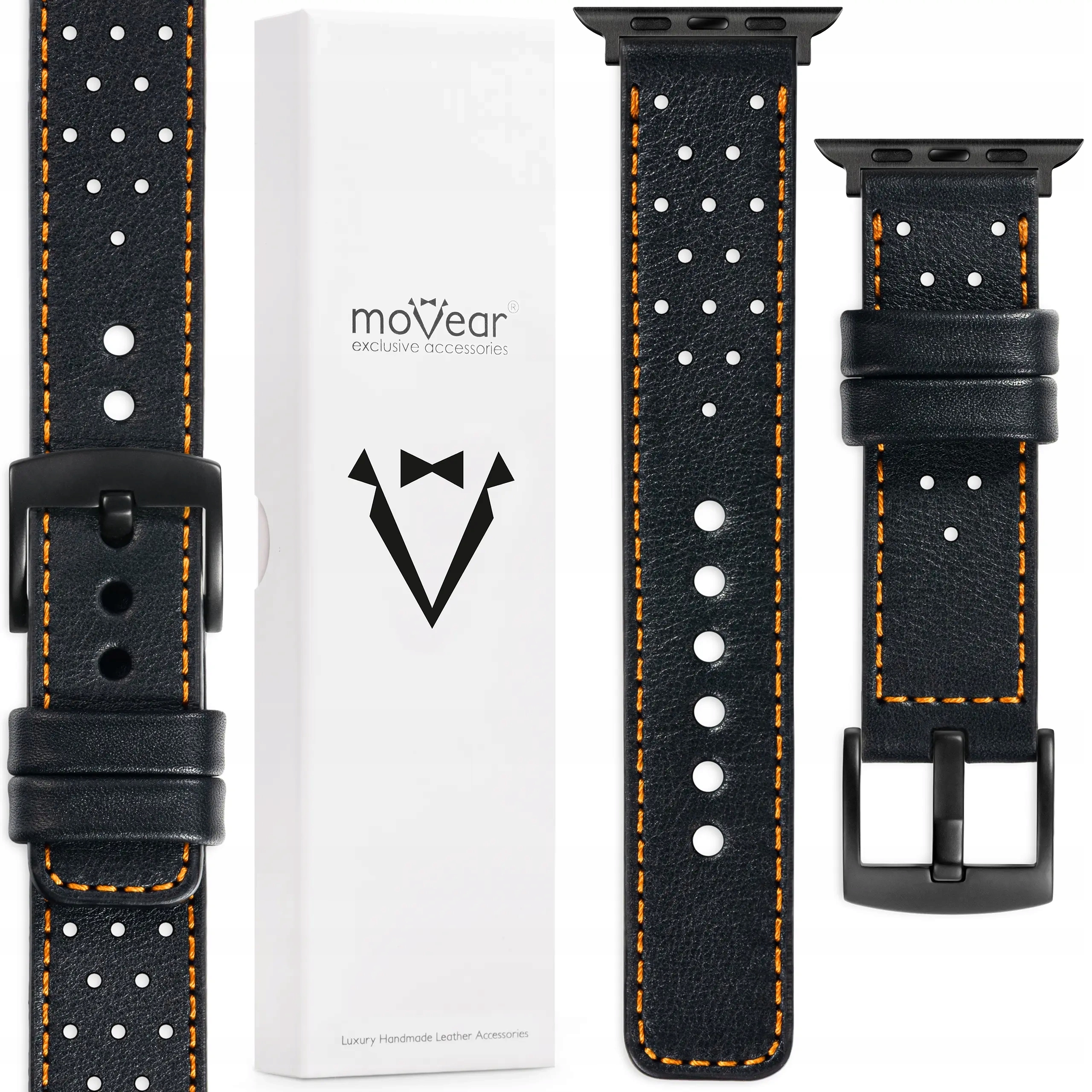 Kožený řemínek pro Apple Watch 10 9 8 7 6 5 Se Ultra Premium Handmade Movear