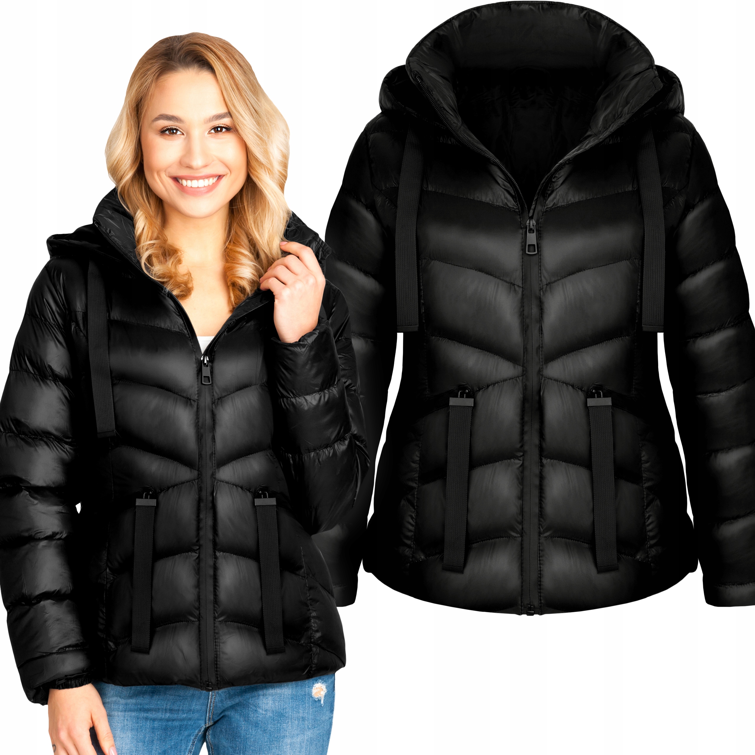 

Kurtka Zimowa Damska Puchowa Pikowana Czarna S-xl