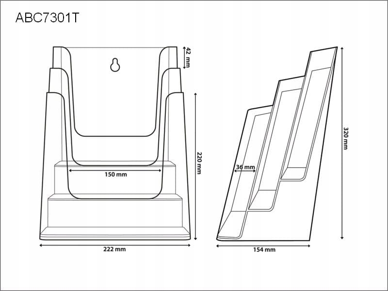 Piętrowy stojak na ulotki 3 x A4 Format A4