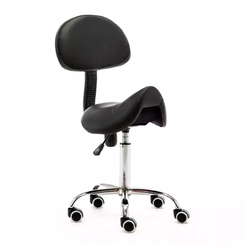 Taboret kosmetyczny siodło z oparciem [kolor Czarny]