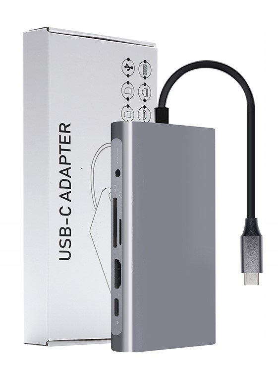 Adaptateur usb-c 8 en 1 hdmi, rj45 gigabit, 2 x usb-a, vga, sd/micro sd,  usb-c pd - Conforama