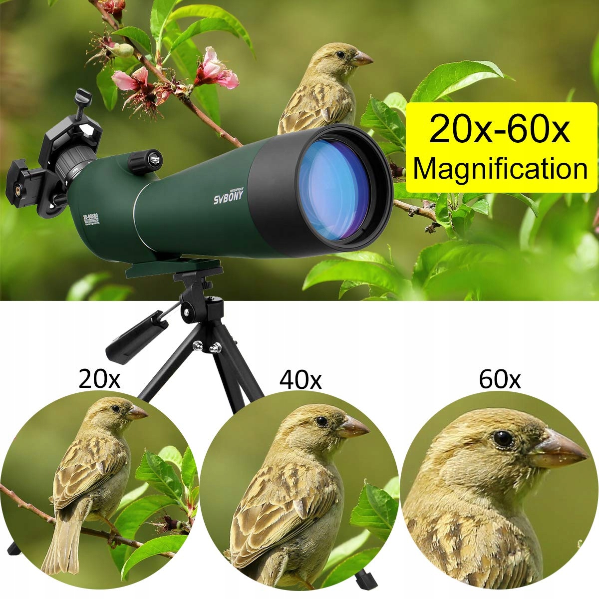 Svbony SV28 Monokularowy Teleskop Kątowy 20-60x60 — miniatura 3