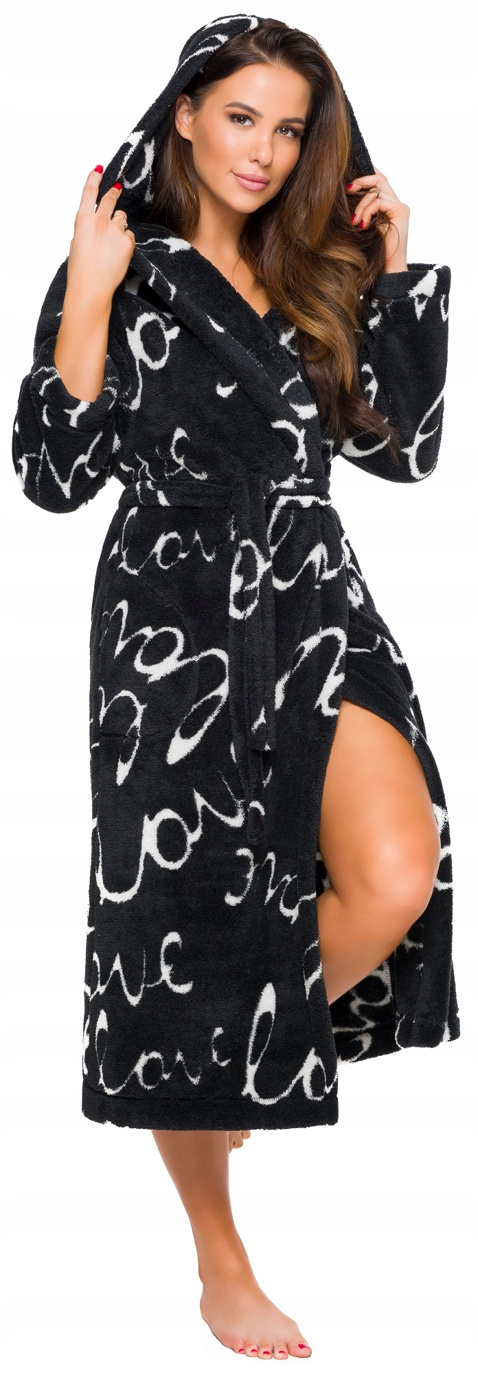 DŁUGI CIEPŁY PUCHOWY DAMSKI SZLAFROK PODOMKA S Rozmiar S