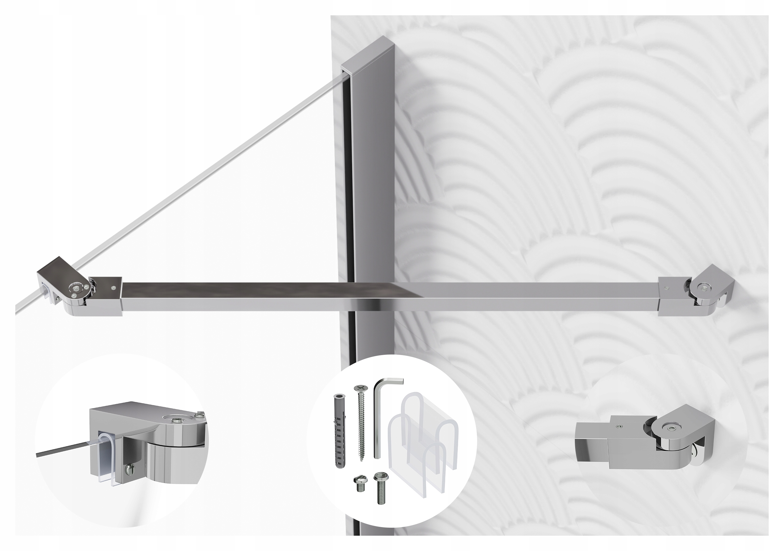 Držák Do Kabiny Stabilizující Úhlový Chrom 30-120 CM Sklo 6-8 MM Stěna