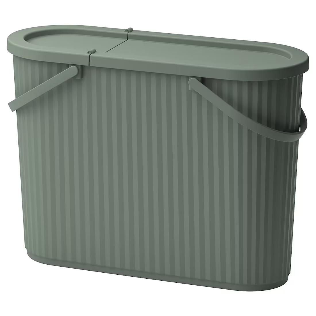 Levně Ikea koš s víkem Dammang šedozelený 48l