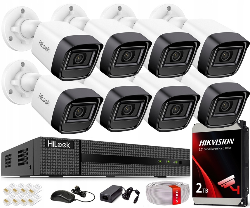 Sada Ip monitorování Hikvision 4MPx 8 venkovních kamer HiLook IPCAM-B4-P