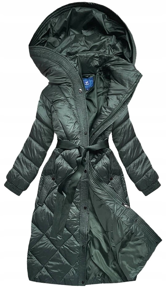 Dlouhá Bunda Kapuce AG1-J9081 Zelená S (36)