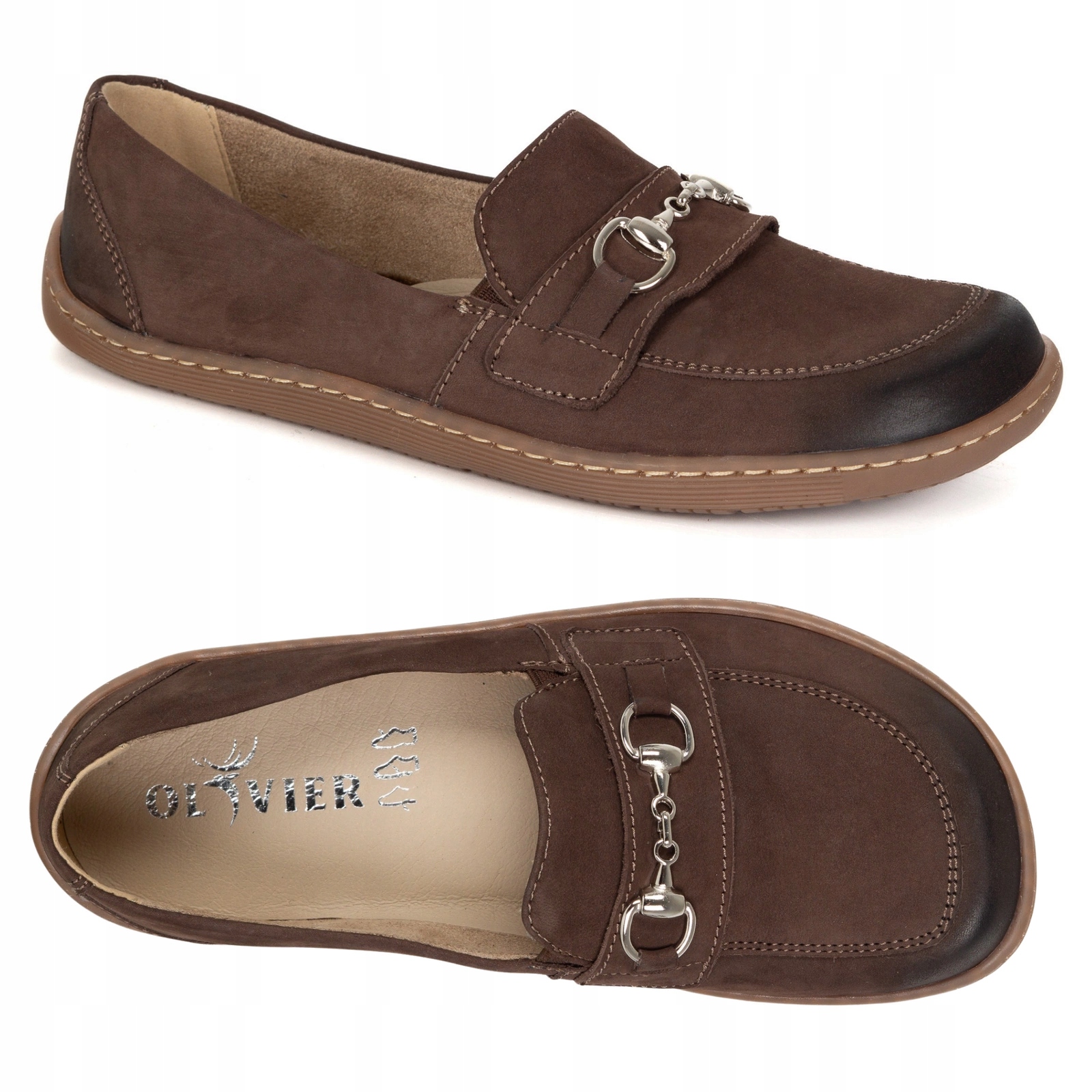 Boty Barefoot dámské kožené mokasíny Nubuck hnědé 1288 39