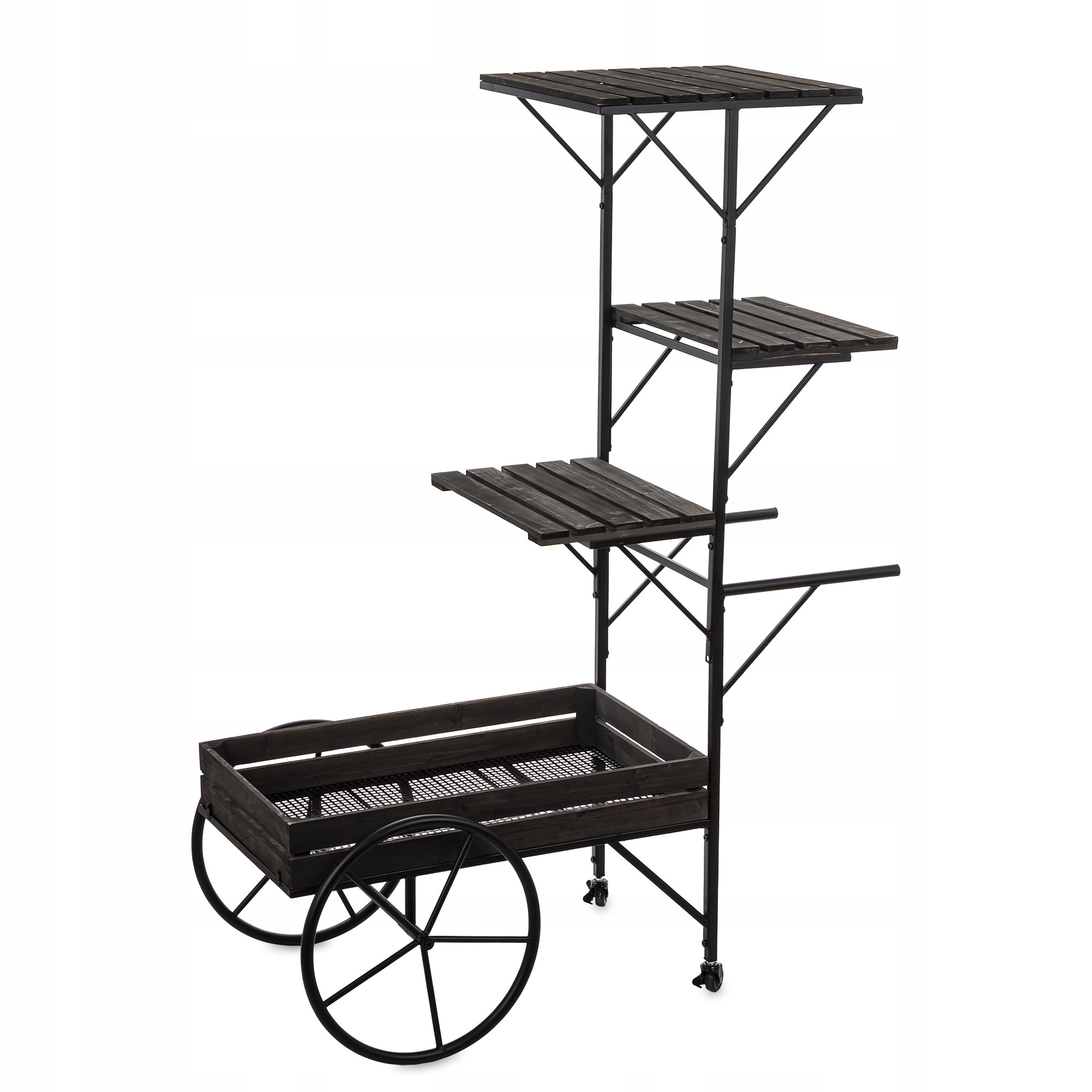 Drevený stojan na kvety Držiak Na Kvetináč Záhradný dekoratívny retro vozík