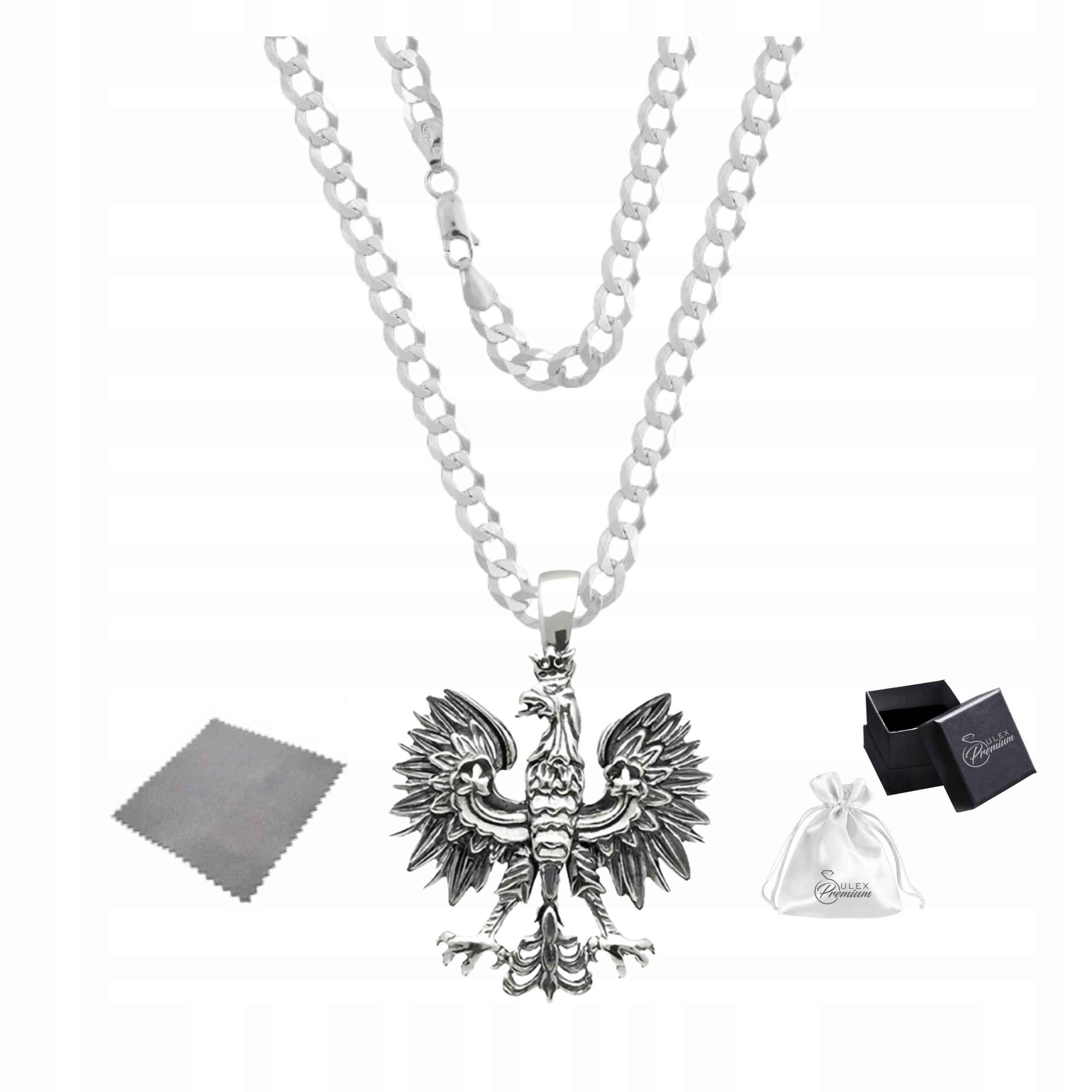Náhrdelník Velký vlastenecký orl ryzost 925 Pánský přívěsek Orel| 50 cm