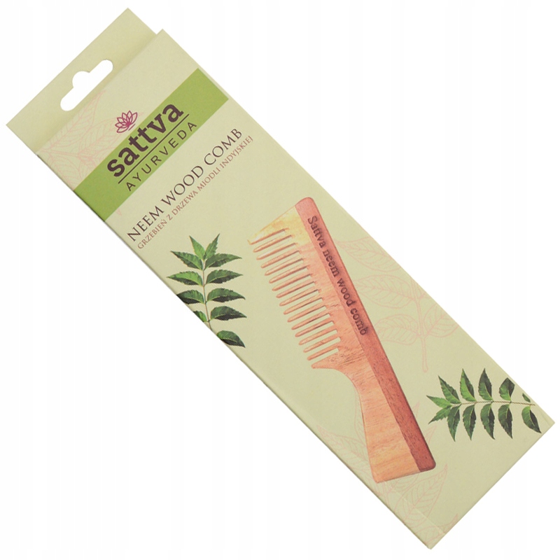 

Grzebień z drzewa Neem - z rączką 19cm sattva