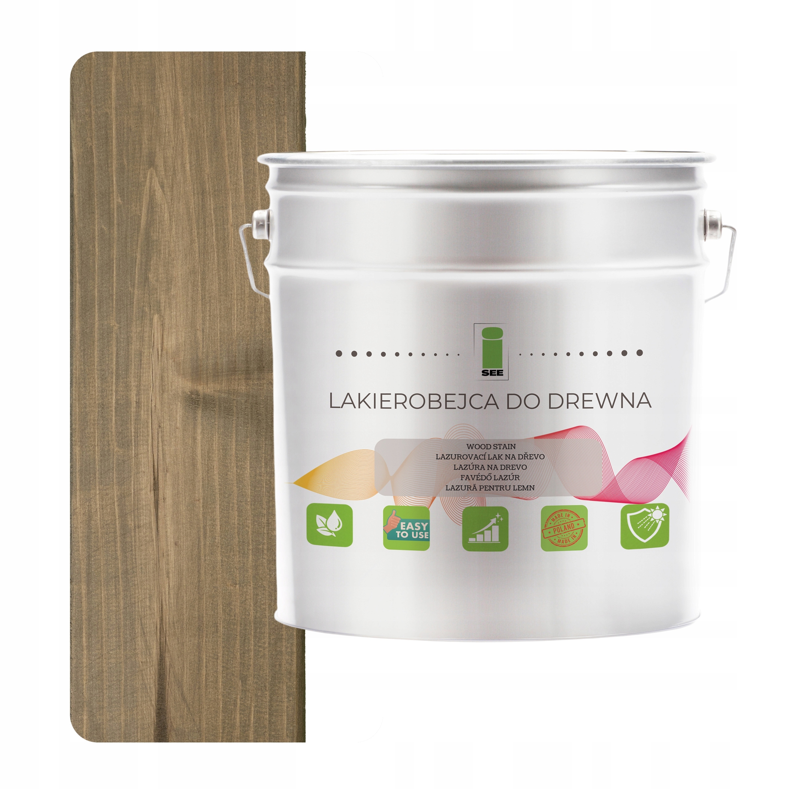 Lak na dřevo hnědý, hydrofobní, bez zápachu, satén 3v1 5L Ral 7013