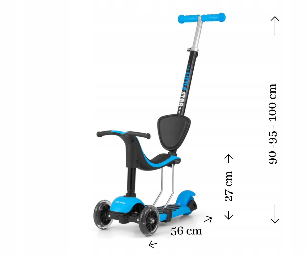 MillyMally Scooter Little Star 3w1 jeździk LED Marka Milly Mally