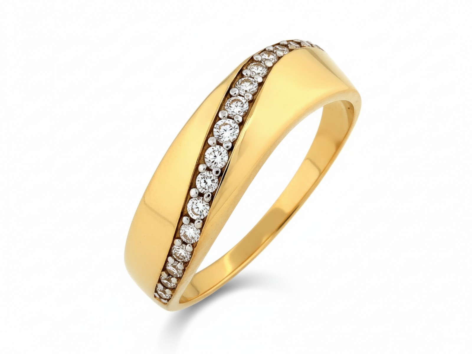 Prstýnek zlatý Prsten 585 s zirkony r23 Široký snubní prsten 2.51 g