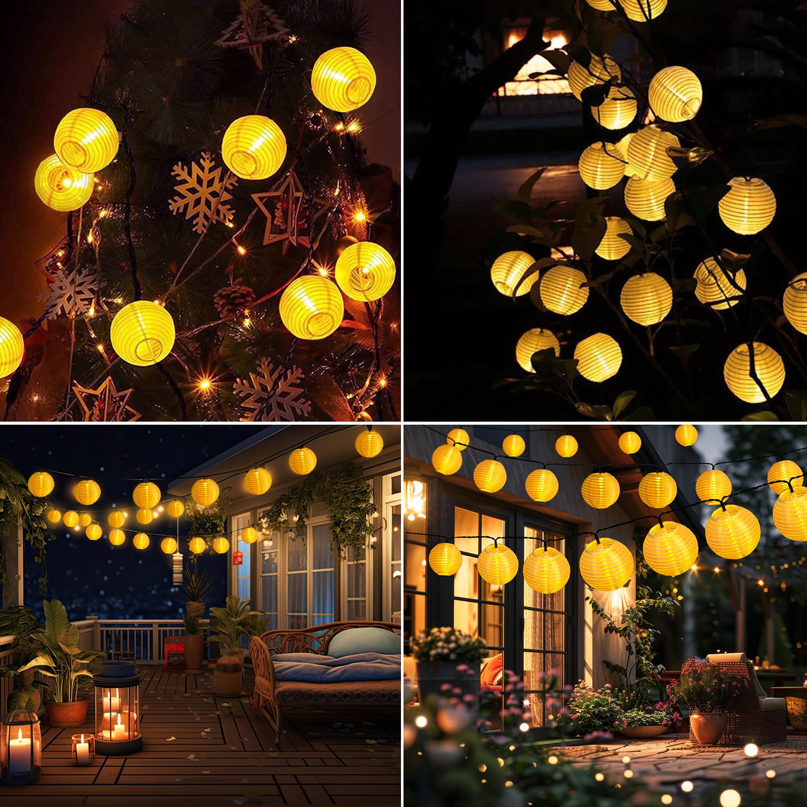 SOLAR LAMPIONY LED 8M 30 LAMPKI SOLARNE IP65 DO OGRODU BALKONU TARASU — miniatura 5